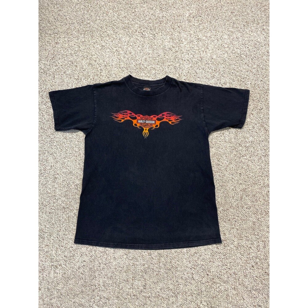 Vintage 1997 Harley Davidson Lake Tahoe Nevada Flame Graphic T-Shirt Size L